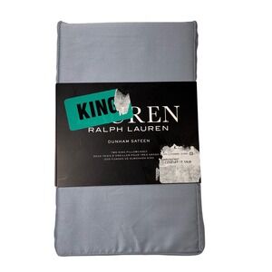 Ralph Lauren Dunham Sateen King Pillowcases Mist Blue 300 Thread Count 2pc Set